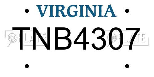 TNB4307 Virginia License Plate