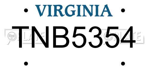 TNB5354 Virginia License Plate