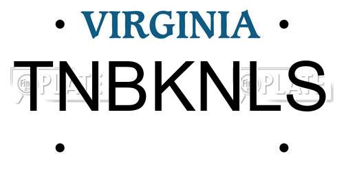 TNBKNLS Virginia License Plate