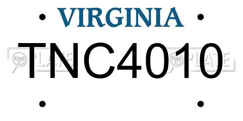 TNC4010 Virginia License Plate