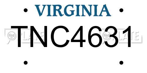 TNC4631 Virginia License Plate