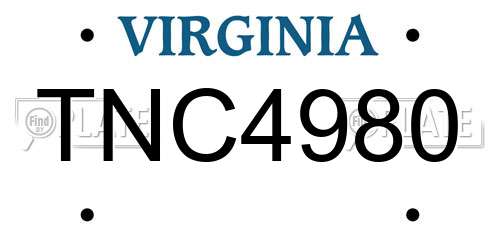 TNC4980 Virginia License Plate