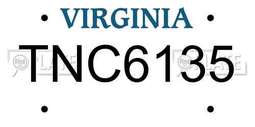 TNC6135 Virginia License Plate