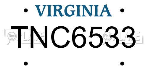 TNC6533 Virginia License Plate