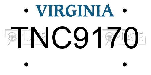 TNC9170 Virginia License Plate