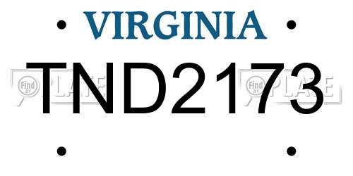 TND2173 Virginia License Plate