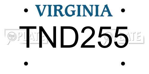 TND255 Virginia License Plate