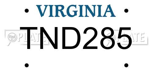 TND285 Virginia License Plate