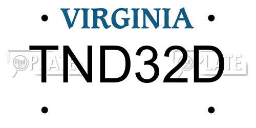 TND32D Virginia License Plate