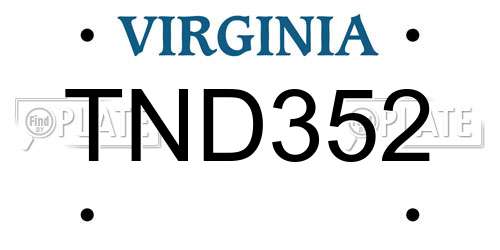 TND352 Virginia License Plate