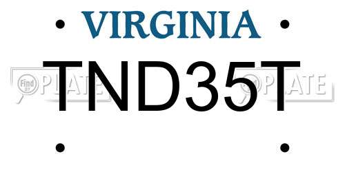 TND35T Virginia License Plate