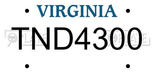 TND4300 Virginia License Plate