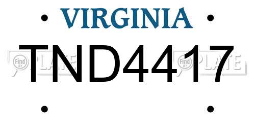 TND4417 Virginia License Plate