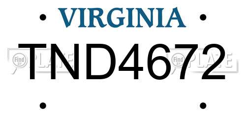 TND4672 Virginia License Plate