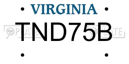 TND75B Virginia License Plate