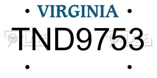 TND9753 Virginia License Plate
