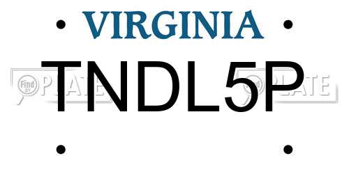 TNDL5P Virginia License Plate
