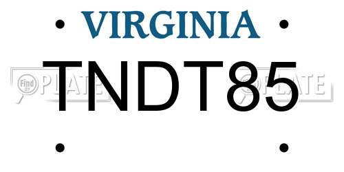 TNDT85 Virginia License Plate