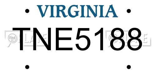 TNE5188 Virginia License Plate