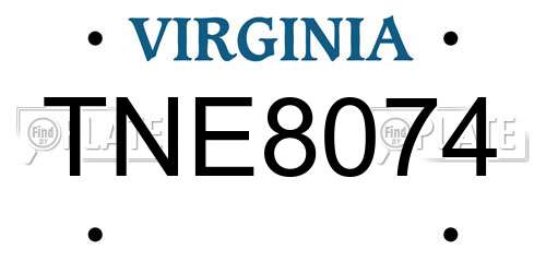 TNE8074 Virginia License Plate