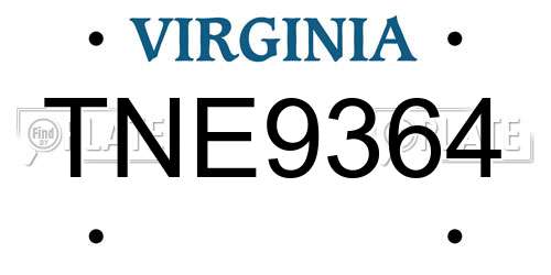 TNE9364 Virginia License Plate