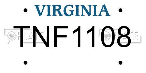 TNF1108 Virginia License Plate