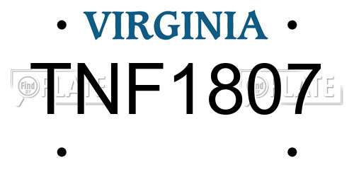 TNF1807 Virginia License Plate