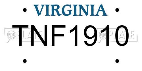 TNF1910 Virginia License Plate