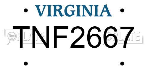 TNF2667 Virginia License Plate