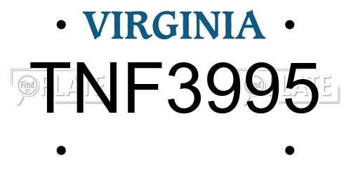 TNF3995 Virginia License Plate