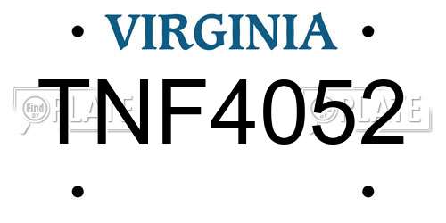 TNF4052 Virginia License Plate