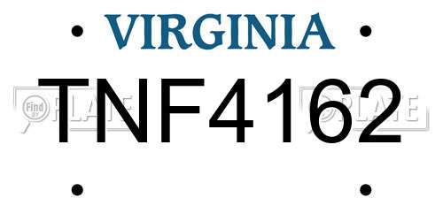 TNF4162 Virginia License Plate