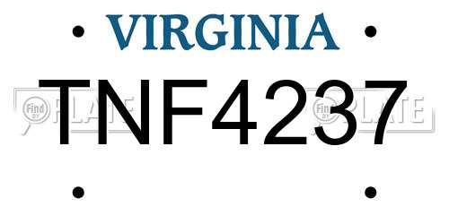 TNF4237 Virginia License Plate