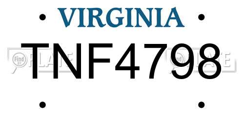 TNF4798 Virginia License Plate