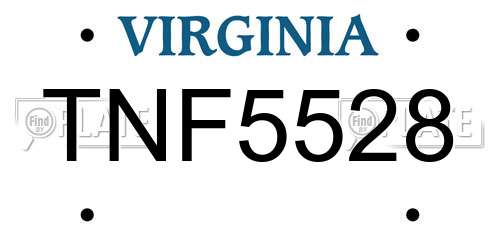 TNF5528 Virginia License Plate