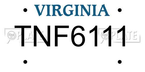 TNF6111 Virginia License Plate