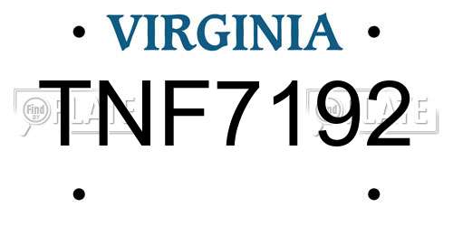 TNF7192 Virginia License Plate