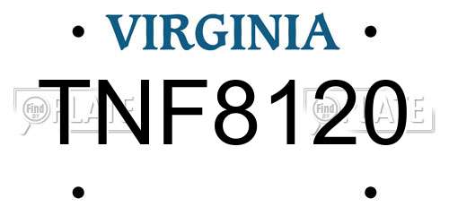 TNF8120 Virginia License Plate