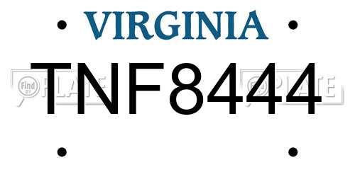 TNF8444 Virginia License Plate