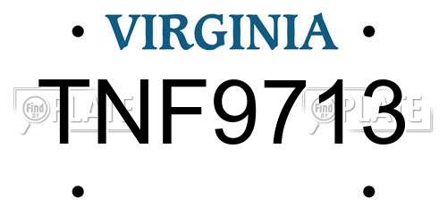 TNF9713 Virginia License Plate
