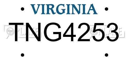 TNG4253 Virginia License Plate