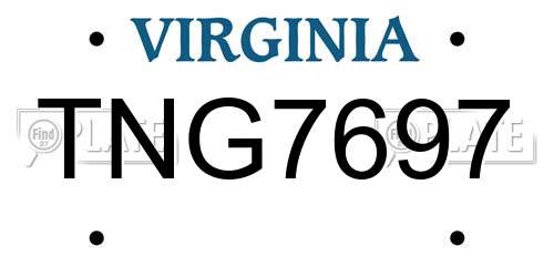 TNG7697 Virginia License Plate