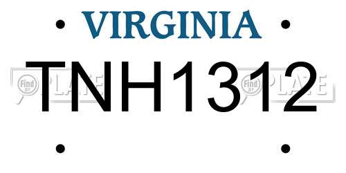 TNH1312 Virginia License Plate