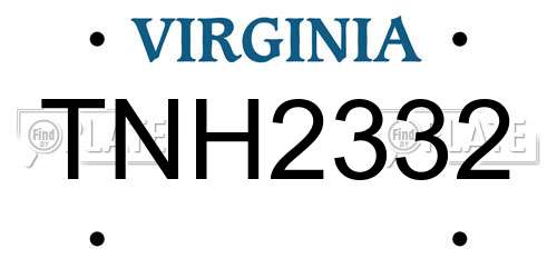 TNH2332 Virginia License Plate