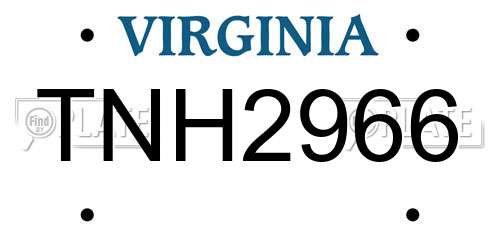TNH2966 Virginia License Plate