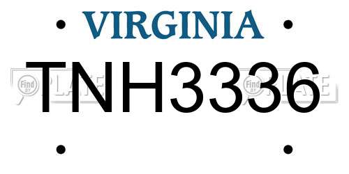 TNH3336 Virginia License Plate