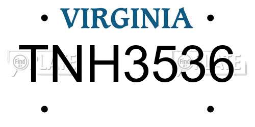 TNH3536 Virginia License Plate