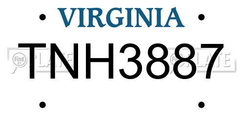 TNH3887 Virginia License Plate