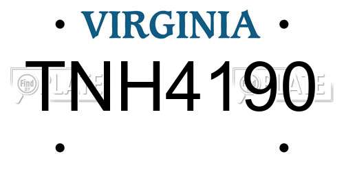 TNH4190 Virginia License Plate