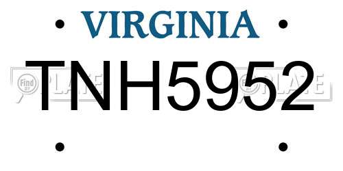 TNH5952 Virginia License Plate
